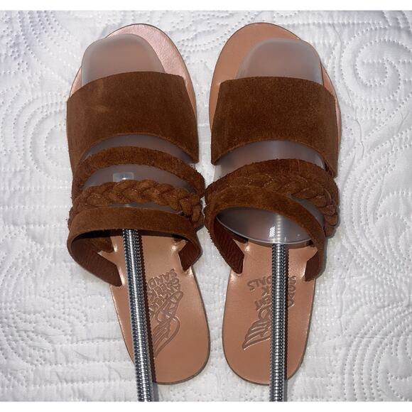 Ancient Greek Sandals Eu Size 39 US 8.5 Brown Suede Strap Slides Slip On Casual - Picture 3 of 11